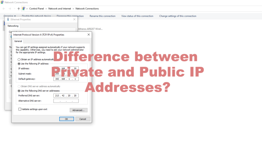 Difference between Private and Public IP addresses